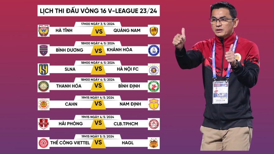 Lịch thi đấu vòng 16 V-League 2023/2024: CAHN so tài Nam Định, HAGL gặp khó